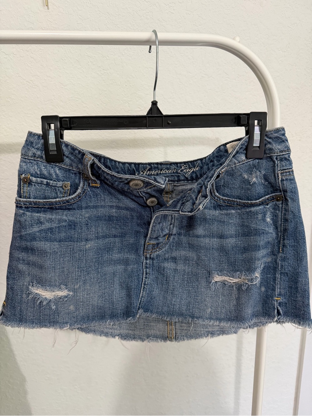 American Eagle Outfitters Medium Blue Distressed Denim Mini Skirt